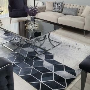 Amaranth Black Modern Rug